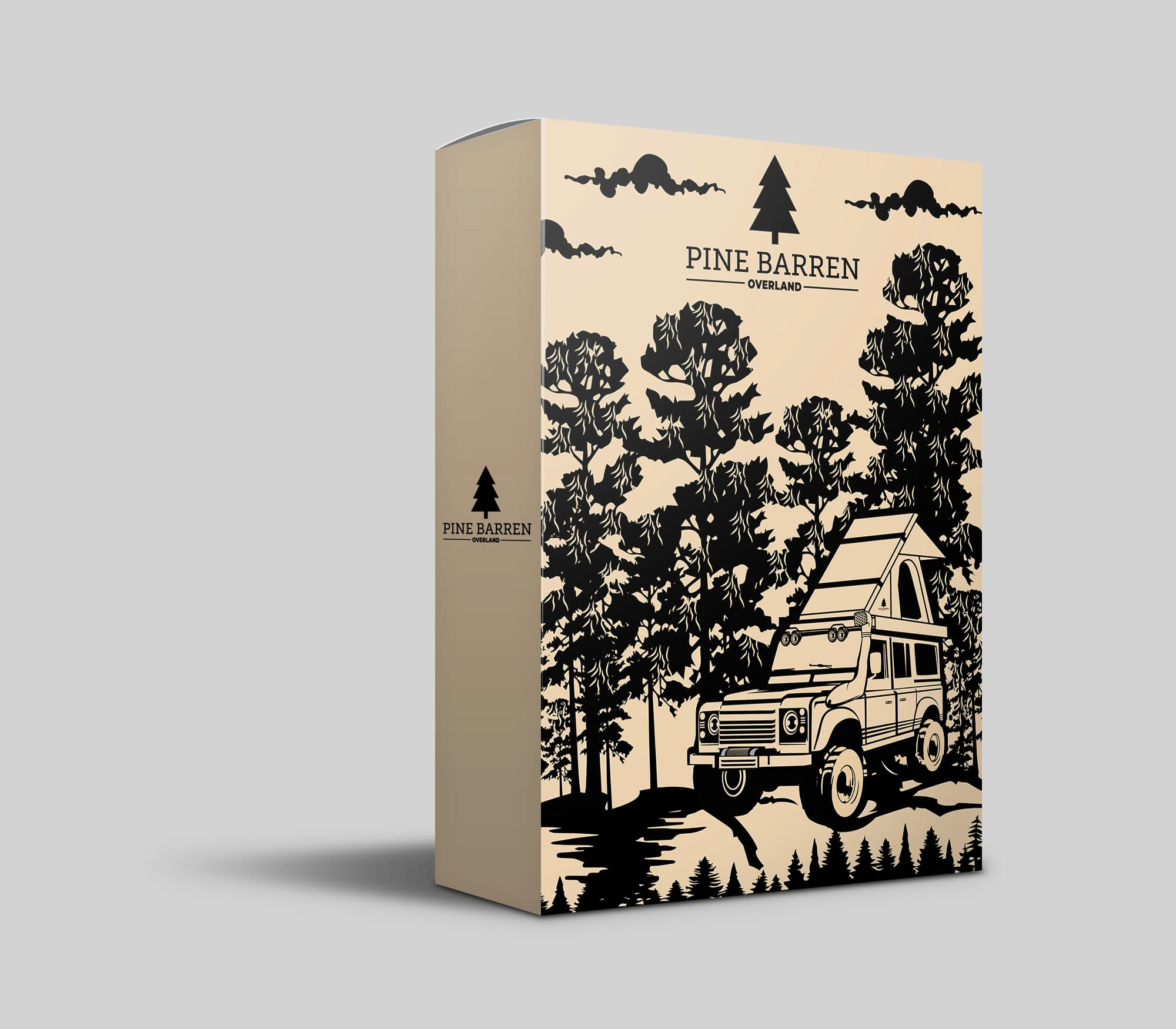pine barren overland package design cardboard