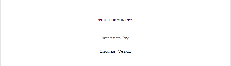 the community feature film script